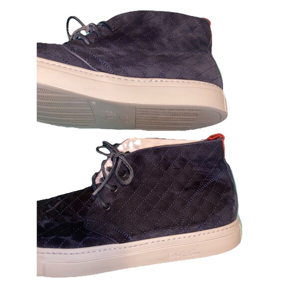 Del Toro Navy Quilted Suede Chukka Boot with White Sole and Red Heel Tab main image 6
